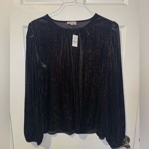 LOFT Black Velvet Blouse